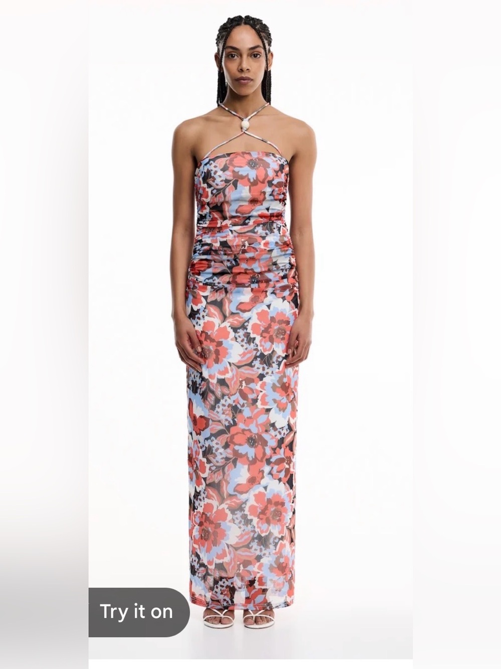 NWT Significant Other Nina Halter Maxi Dress Persimmon Floral Gown AU 6 US 2